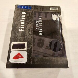 New Firetrap Men's Boxer Shorts 2 Pack LYCRA Large Black - Stay Snug & Stylish!